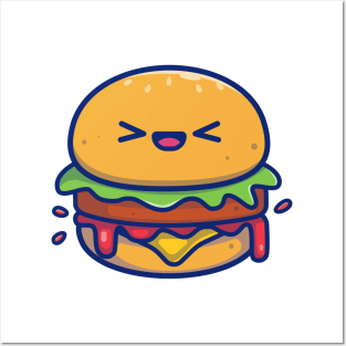 Cute Burger Cartoon Posters and Art